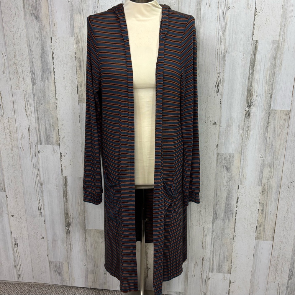 Daytrip Striped Open-Front Hooded‎ Cardigan